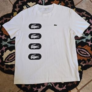 🔥🔥Lacoste White Tee with Black Graphic🔥🔥Size XL
